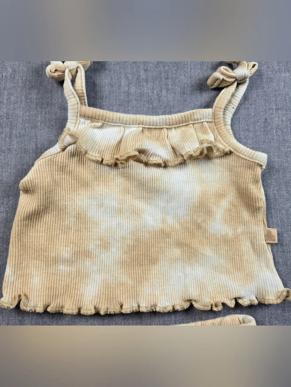 GAP Kids Cream & Pale Yellow Ribbed Tie-Dye Tank and Shorts Set